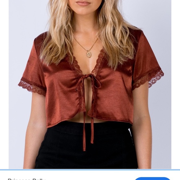Princess Polly Tops - Princess Polly Vintage tie up top rust